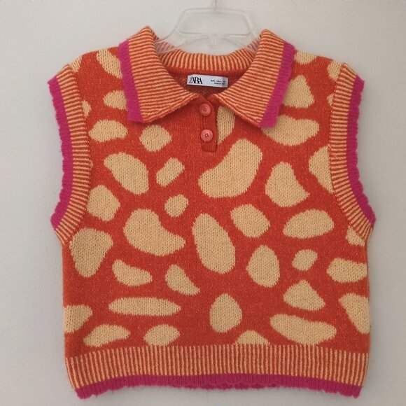 Zara Sweaters - Zara  Women's Orange and Yellow Vest Size L